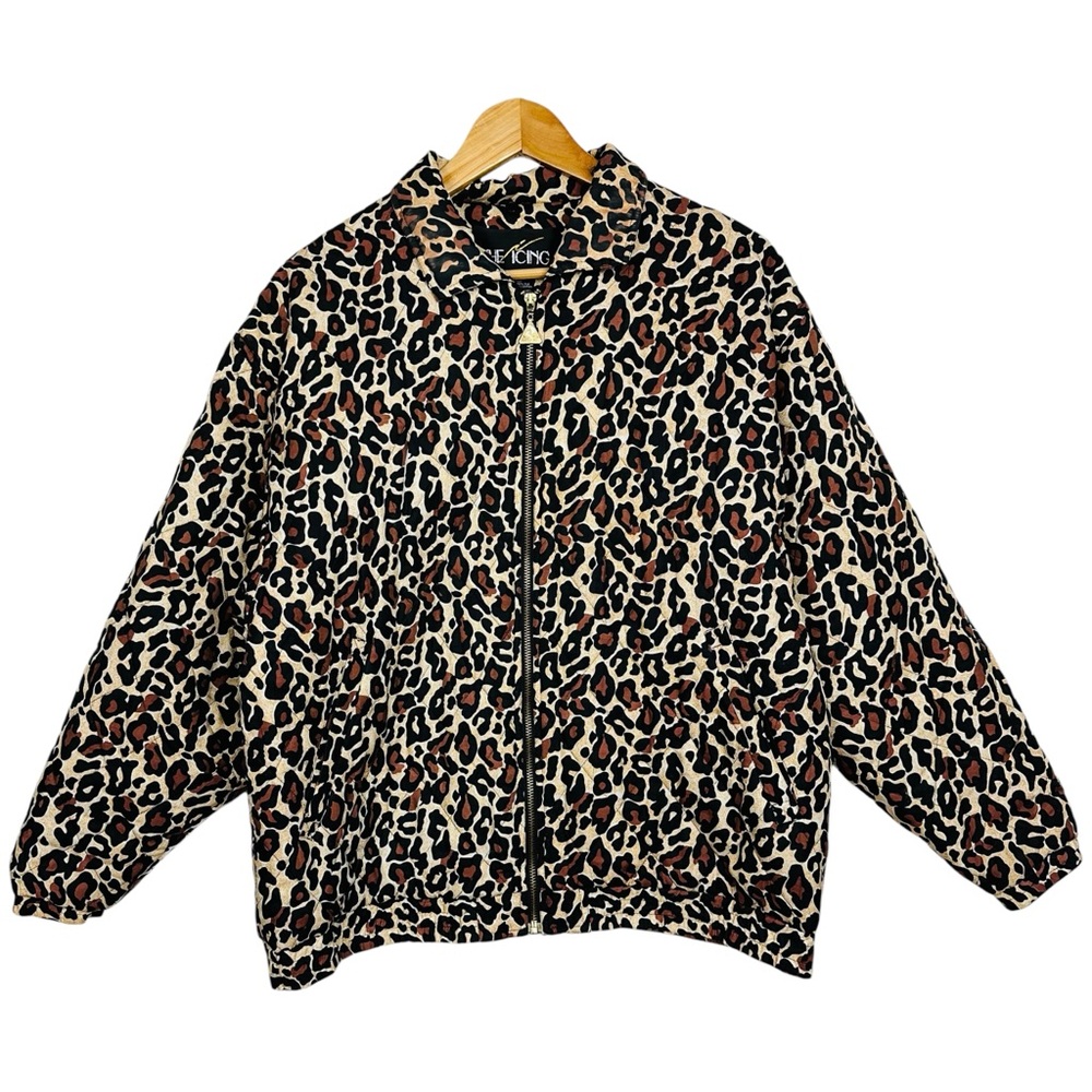 The Icing Vintage 80s Silk Animal Print Cheetah Quilted Puffer Bomber Jacket - Picture 13 of 13
